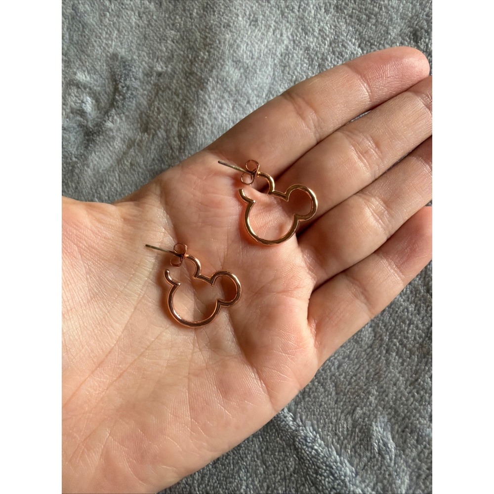 Pura Vida Disney Mickey Mouse Outline Hoop Earrings Rose Gold Tone - A569